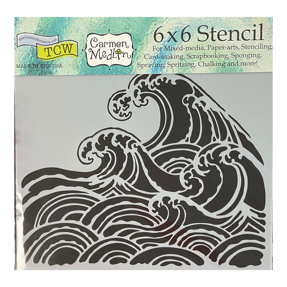 TCW Carmen Medlin 6x6 Stencil – Ocean Waves