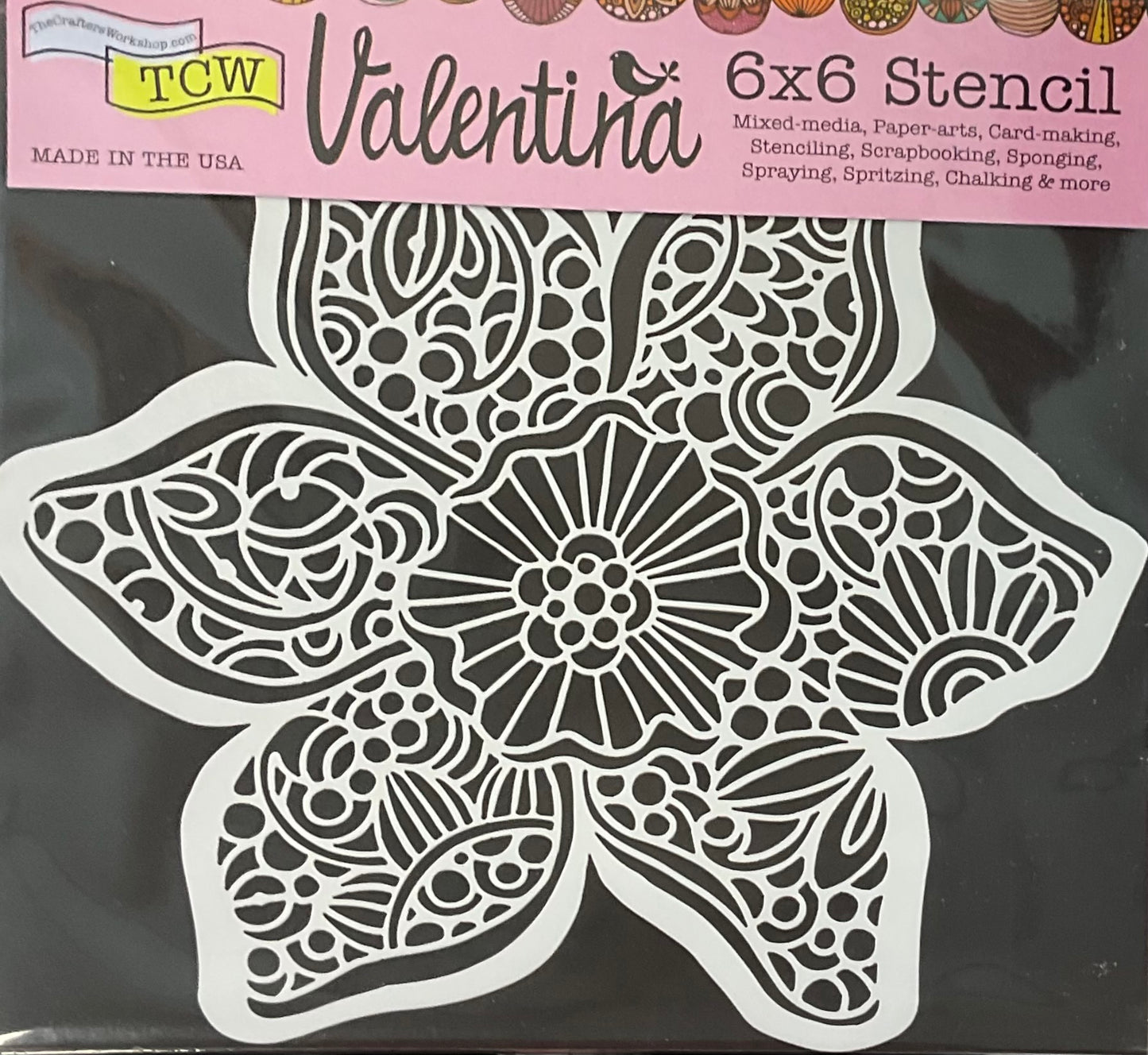 TCW 6x6 Stencil – Decorative Floral Design