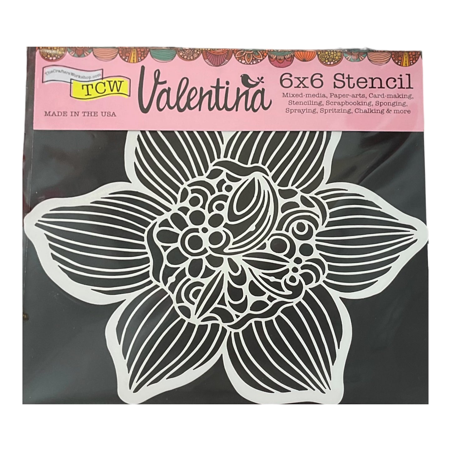 TCW Valentina 6x6 Stencil – Decorative Orchid