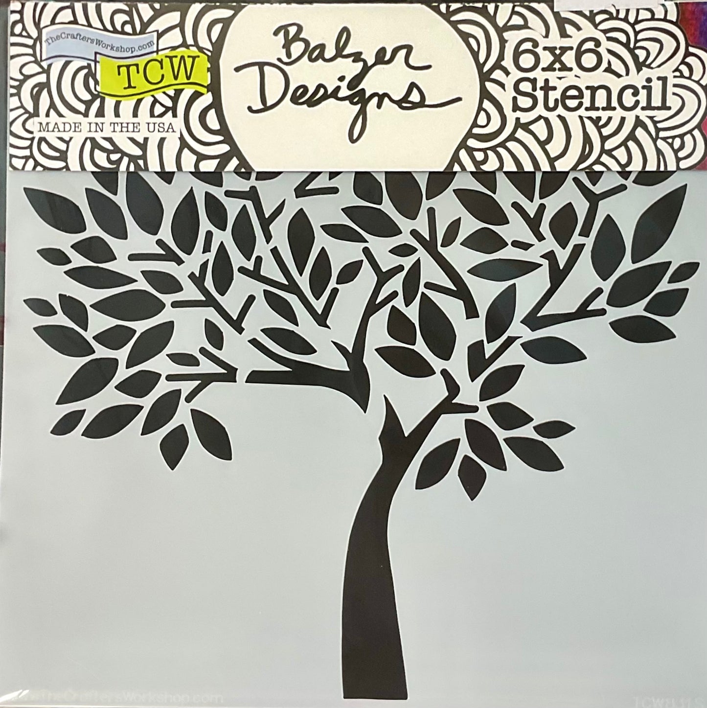 TCW Balzer Designs 6x6 Stencil – Leafy Tree