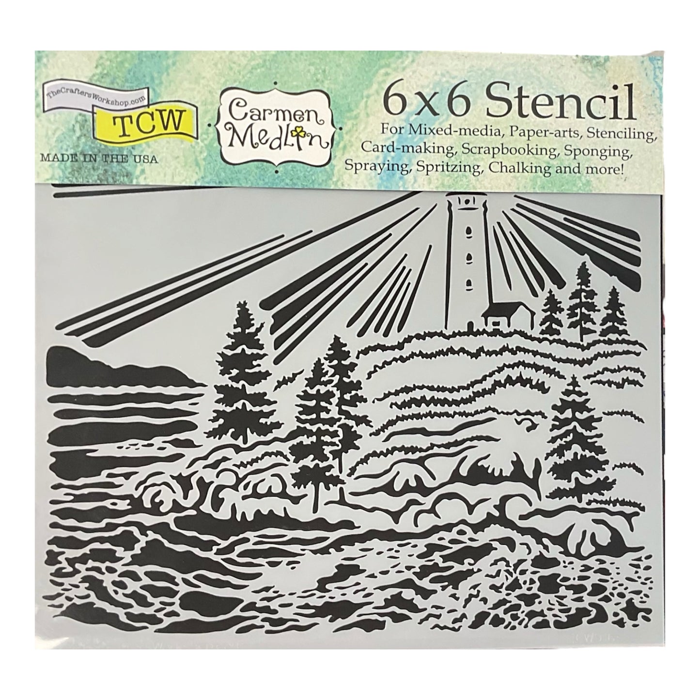 TCW Carmen Medlin 6x6 Stencil – Coastal Lighthouse