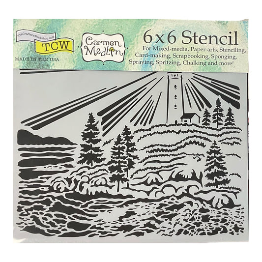 TCW Carmen Medlin 6x6 Stencil – Coastal Lighthouse