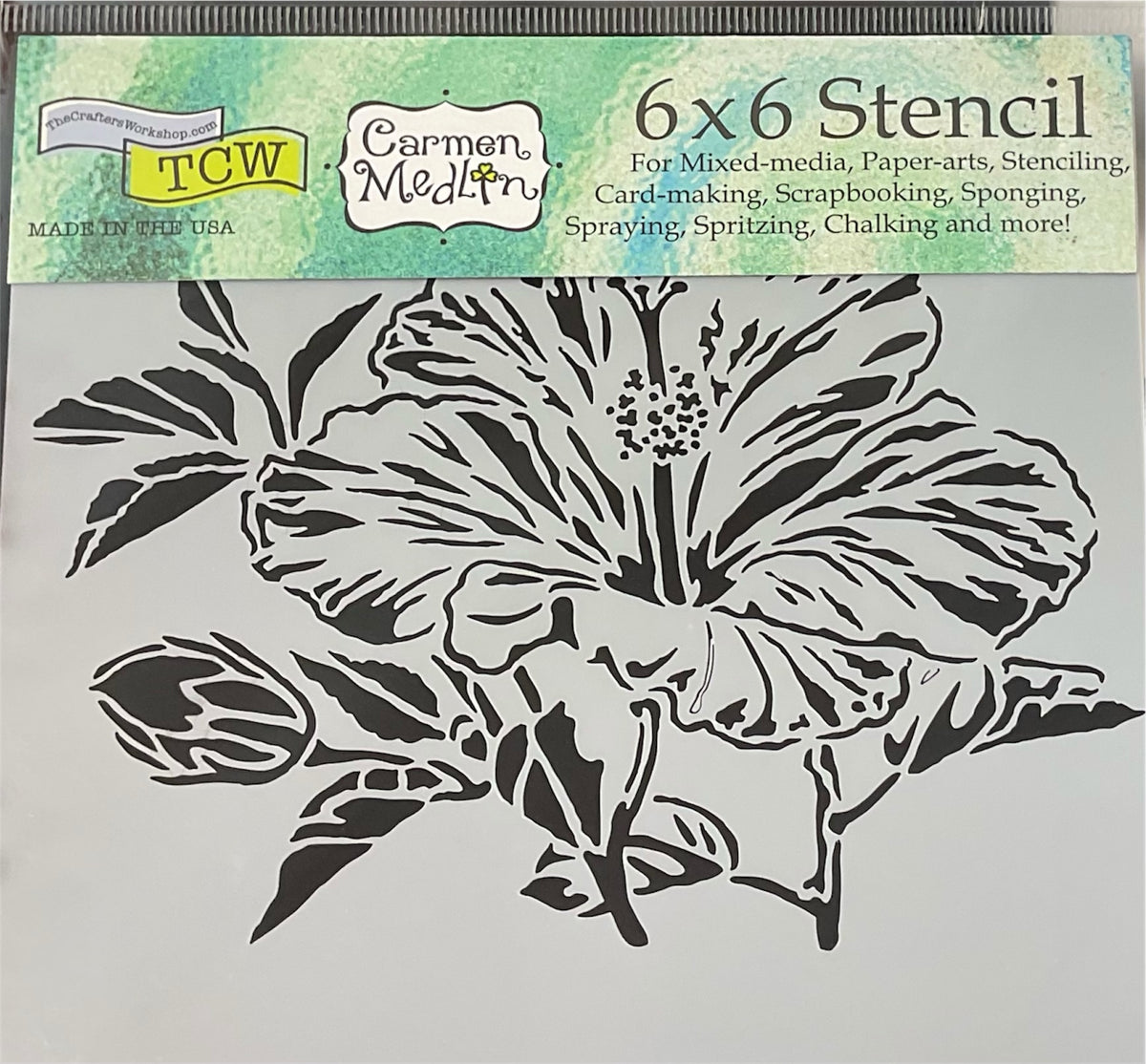 TCW Carmen Medlin 6x6 Stencil – Hibiscus Flower